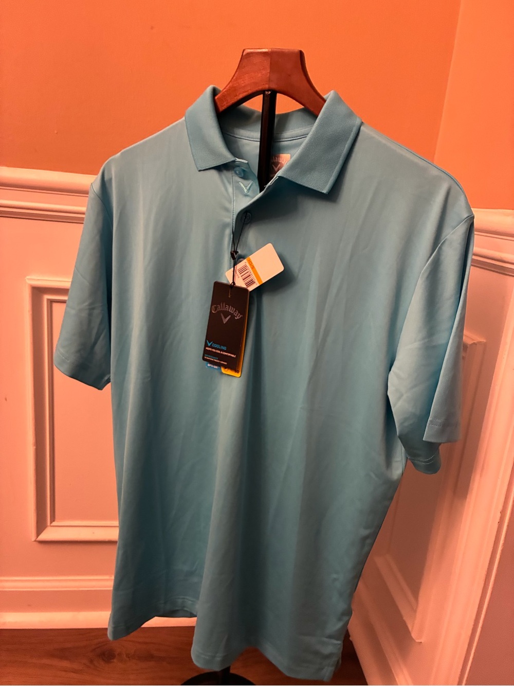 Callaway Men's Solid Opti-Dri  Golf Polo, Blue Atoll, Small New